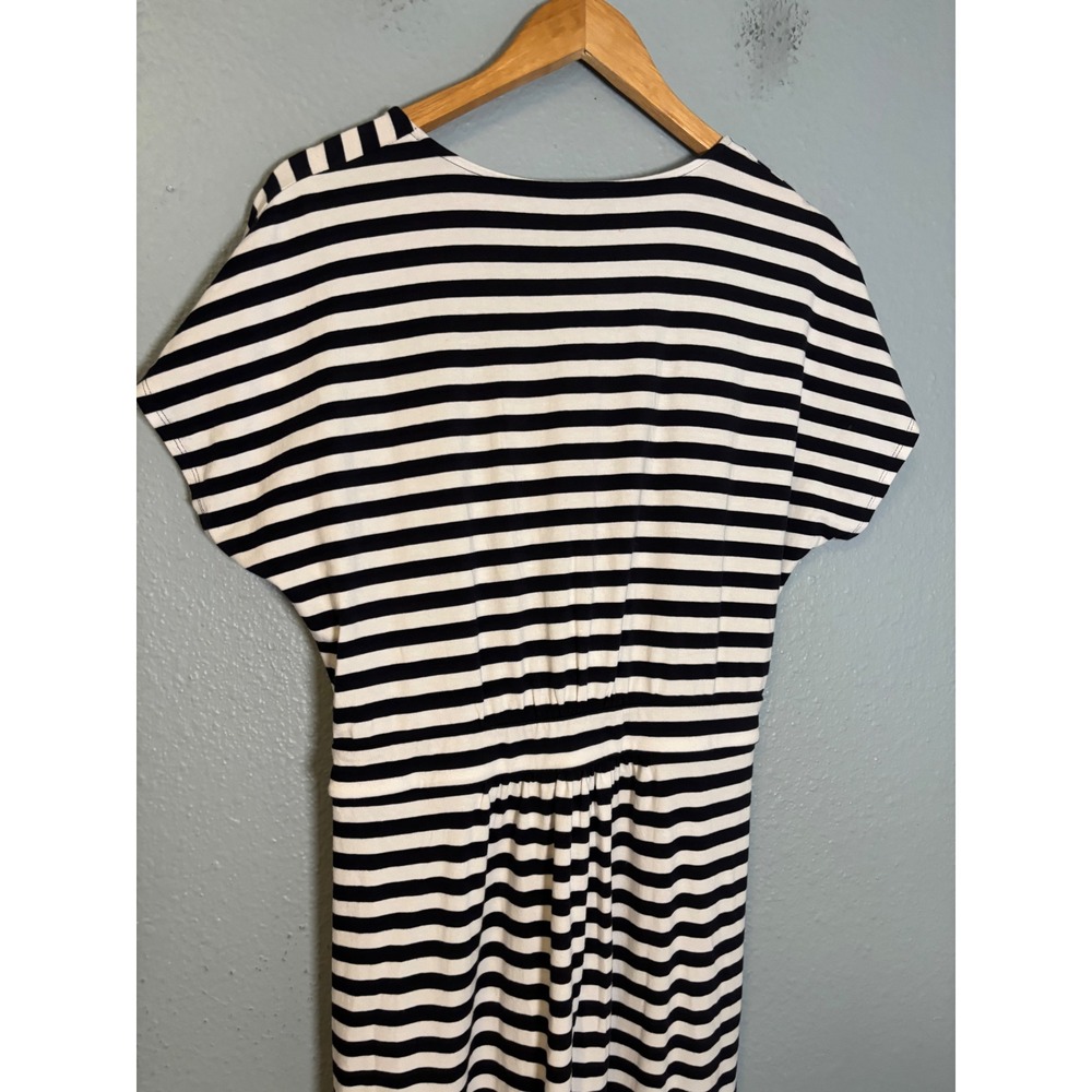 Talbots Striped Maxi Dress Navy White Wrap V-Neck Large Petite Cotton - Picture 7 of 9